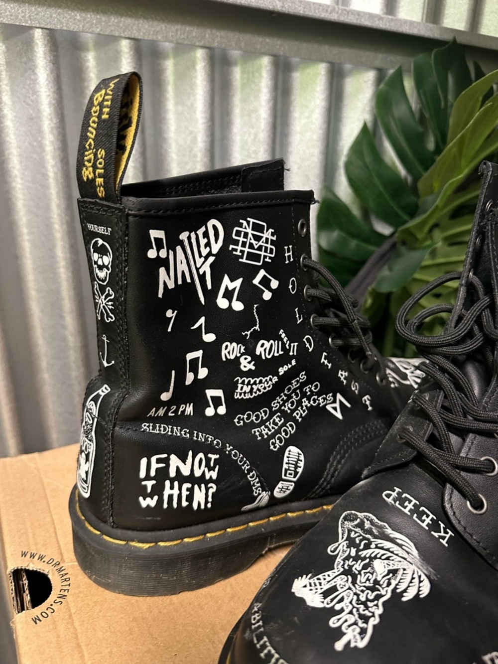 Dr. Martens Black White Graphic Lace-Up Boots - Picture 6 of 6